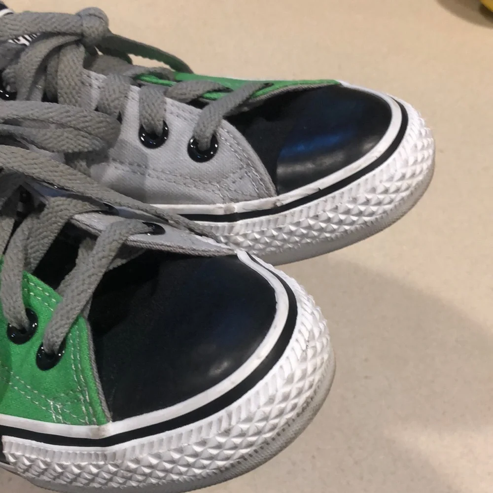 CONVERSE ALLSTAR CUSTOM MADE LOW TOP SNEAKERS GREEN GRAY BLK WHITE ZEBRA SIZE 7 - Picture 5 of 11